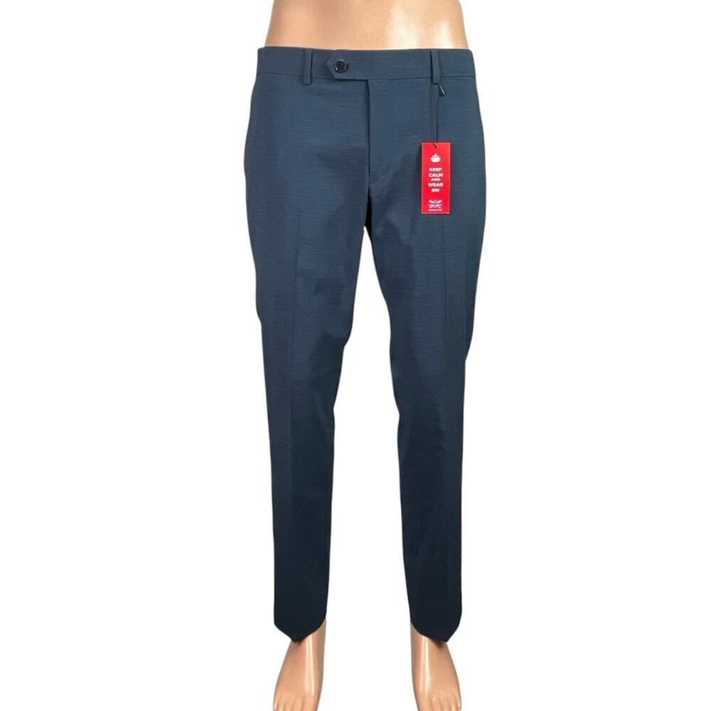 NEW The Savile Row Men's Blue Slim Tapered Trousers Dress Pants Size 34x30